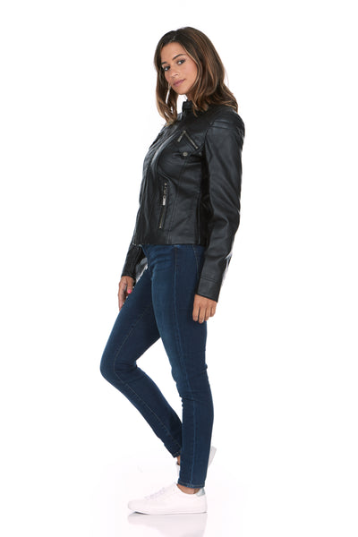 Vegan Leather Fitted Moto Jacket