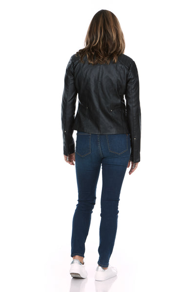 Vegan Leather Fitted Moto Jacket