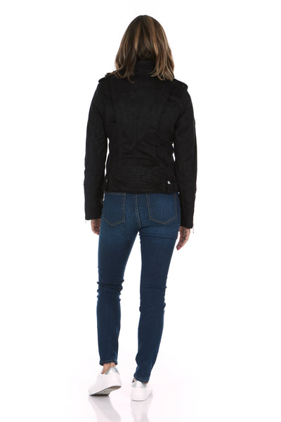 Asymmetrical Faux Suede Moto Jacket