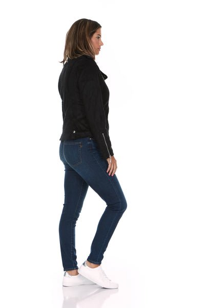 Asymmetrical Faux Suede Moto Jacket