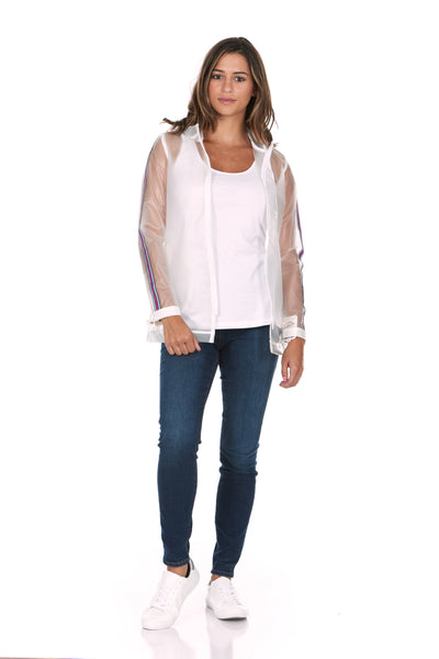 Hooded Fluffy Transparent Rain Jacket
