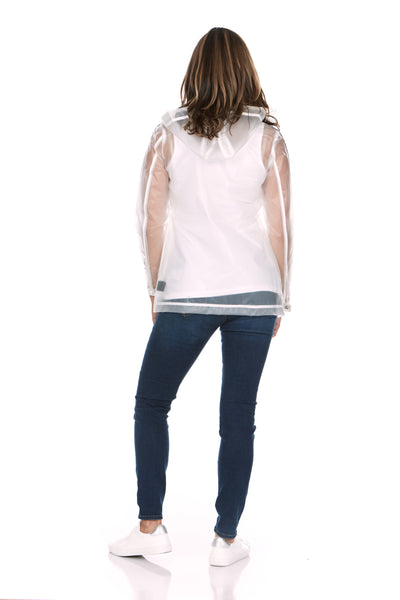 Hooded Fluffy Transparent Rain Jacket