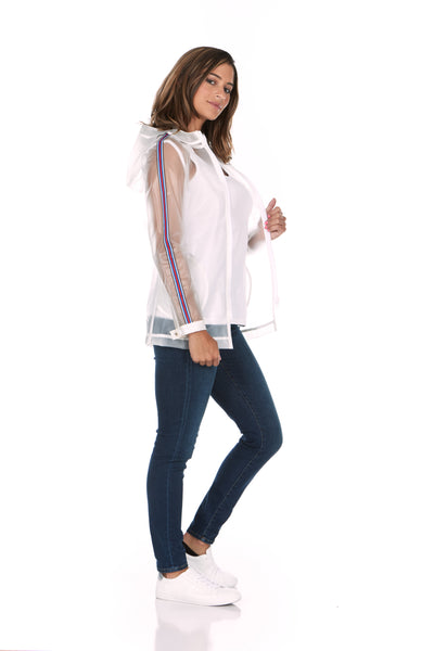 Hooded Fluffy Transparent Rain Jacket