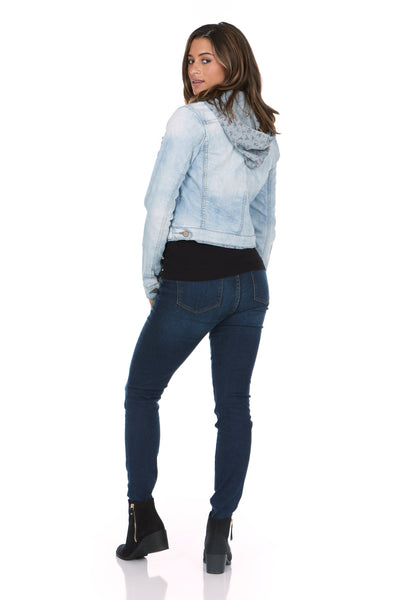 Hooded Light Wash Denim Jacket