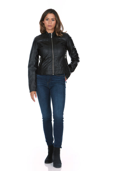 Vegan Leather Semi-Fitted Moto Jacket