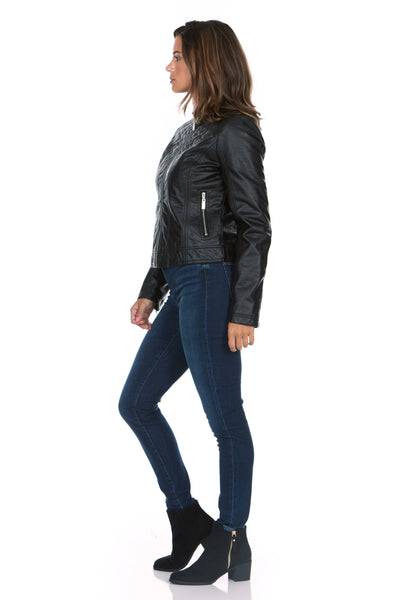 Vegan Leather Semi-Fitted Moto Jacket