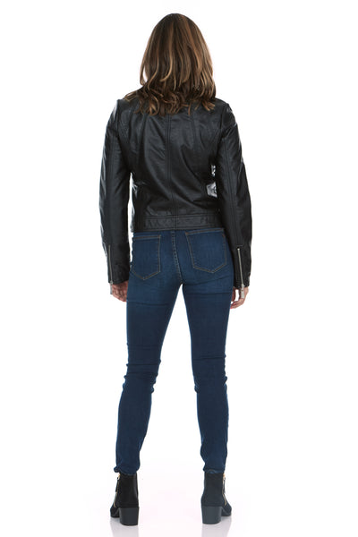 Vegan Leather Semi-Fitted Moto Jacket