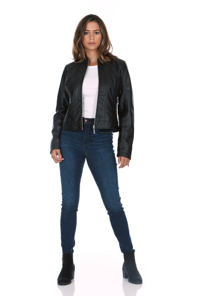 Vegan Leather Semi-Fitted Moto Jacket