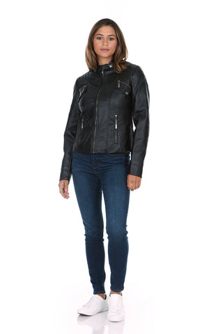 Vegan Leather Fitted Moto Jacket